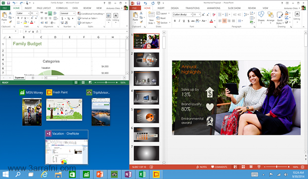 خاصيه العرض  Snap View في windows 10