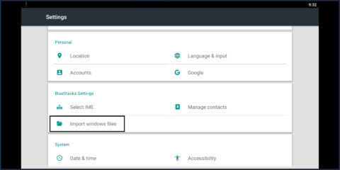 تصفح قائمة الـSettings ستجد اختيار Import windows Files