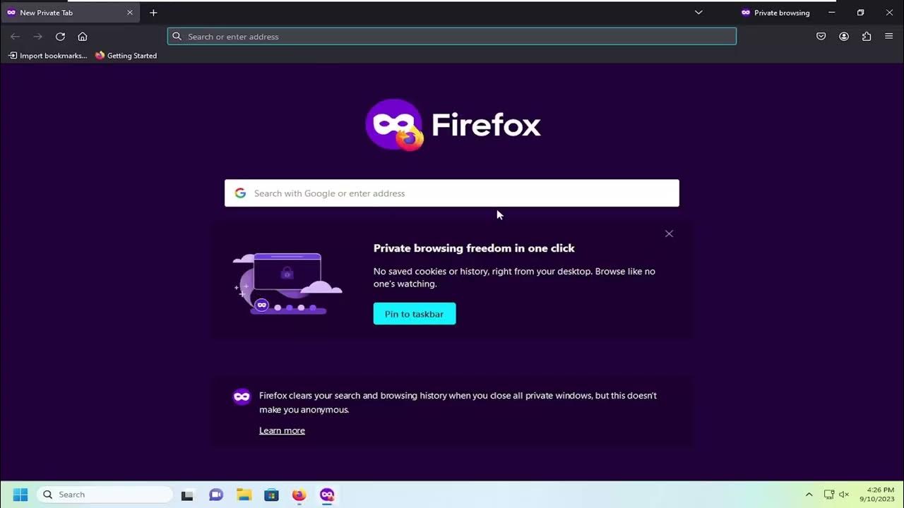 private mode في Mozilla Firefox