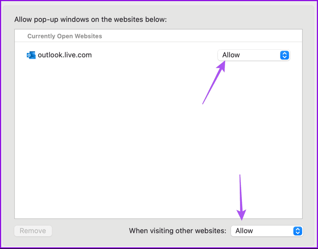 عدم عمل Outlook على Safari