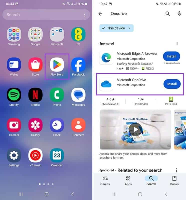 تسجيل الدخول إلى OneDrive على Android